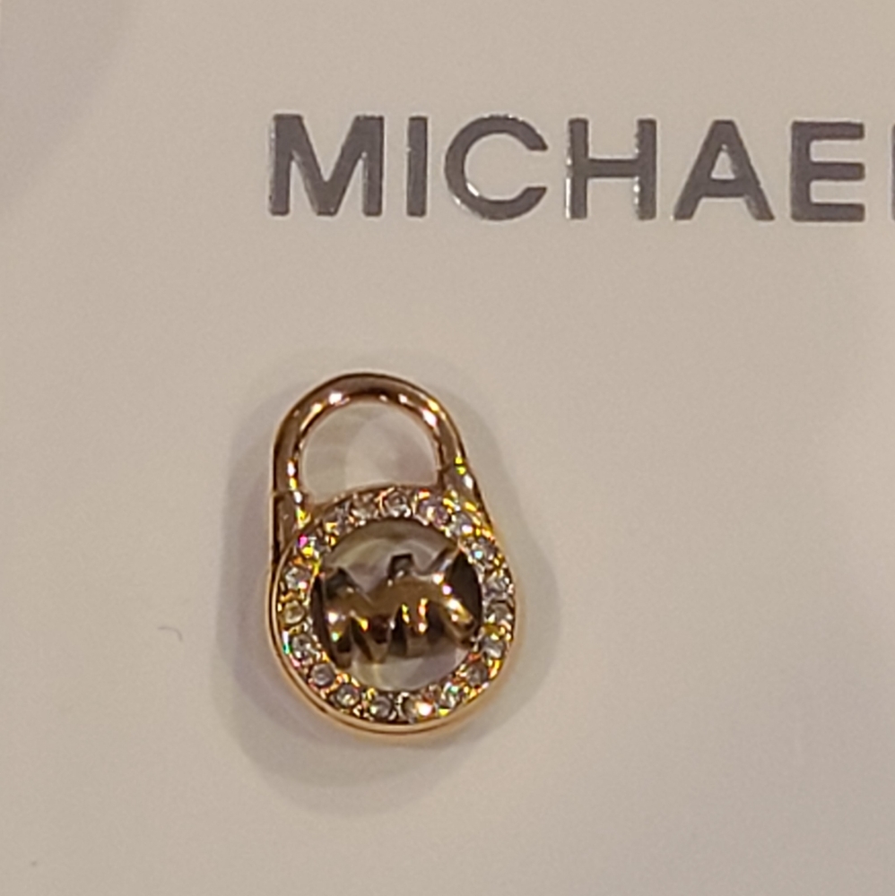 Michael Kors Logo Locket Gold Stud Earrings - Picture 3 of 7